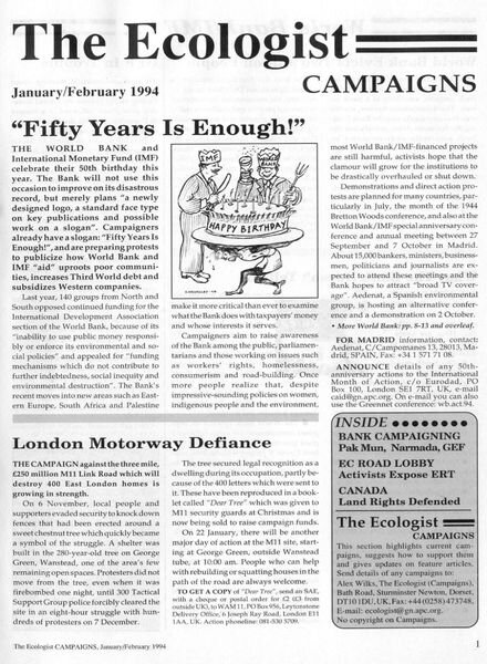 Resurgence & Ecologist – Campaigns Vol 24 N 1 – January-February 1994 Cover