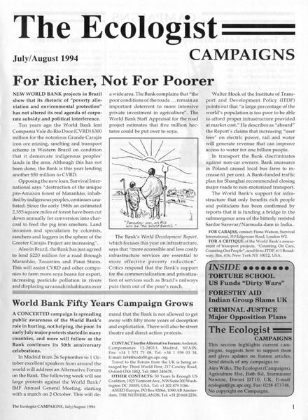 Resurgence & Ecologist – Campaigns Vol 24 N 4 – July-August 1994 Cover