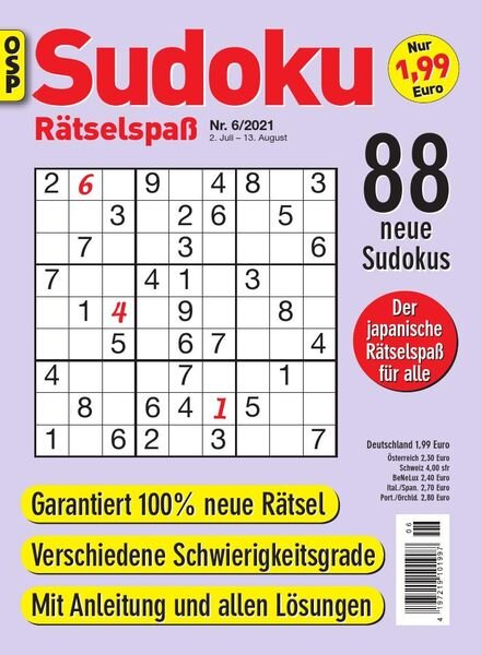 Sudoku Ratselspass – Nr.6 2021 Cover