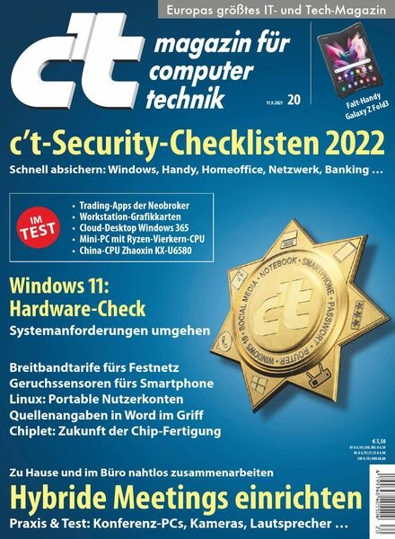 c’t Magazin – 11 September 2021 Cover