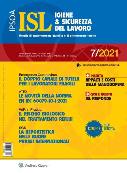 Igiene & Sicurezza del Lavoro – Luglio 2021 Cover