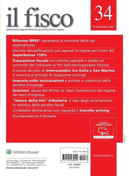 il fisco – 13 Settembre 2021 Cover
