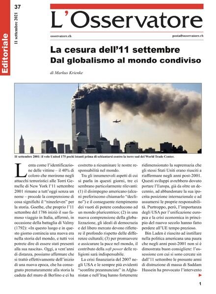 L’Osservatore – 11 settembre 2021 Cover
