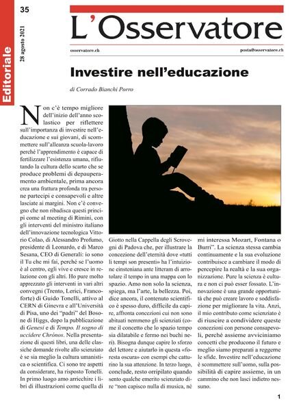L’Osservatore – 28 agosto 2021 Cover