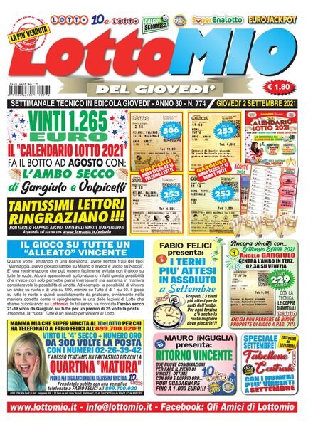 Lottomio del Giovedi – 2 Settembre 2021 Cover