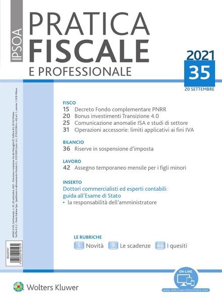 Pratica Fiscale e Professionale – 20 Settembre 2021 Cover