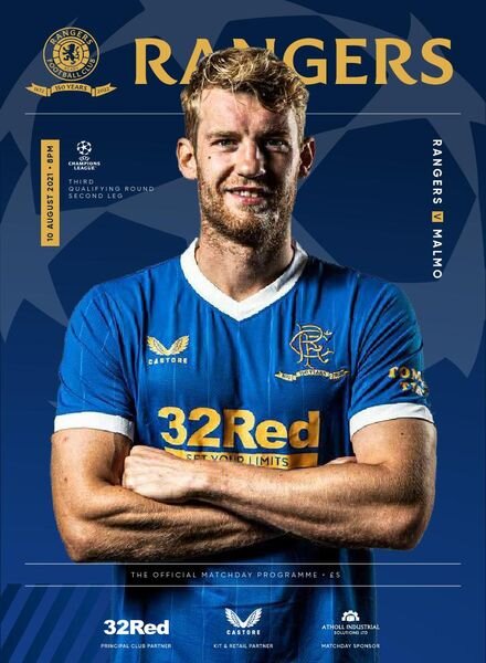 Rangers Football Club Matchday Programme – Rangers v Malmo – August 2021 Cover