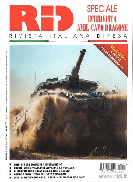 Rivista Italiana Difesa – Agosto 2021 Cover