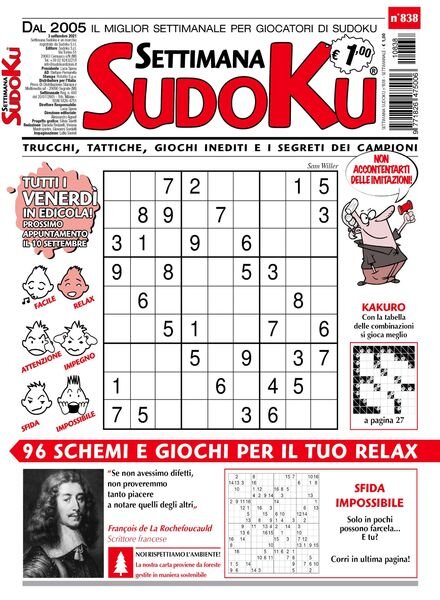 Settimana Sudoku – 01 settembre 2021 Cover