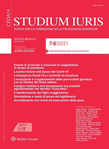 Studium Iuris – Luglio-Agosto 2021 Cover