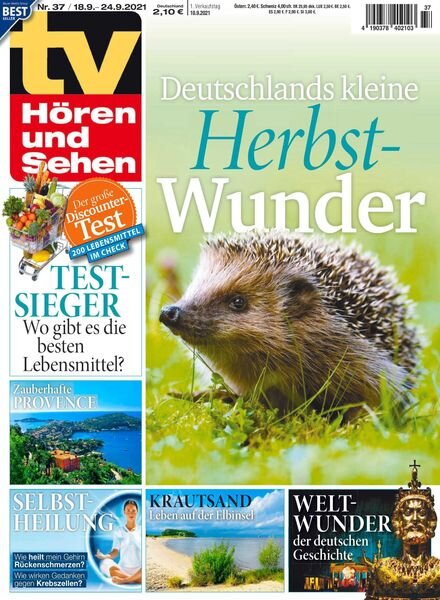 TV Horen und Sehen – 10 September 2021 Cover