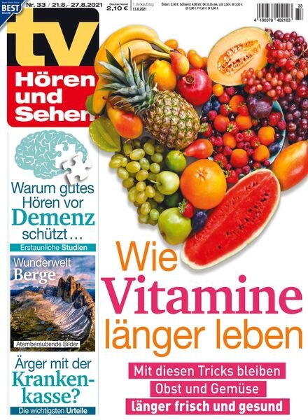 TV Horen und Sehen – 13 August 2021 Cover