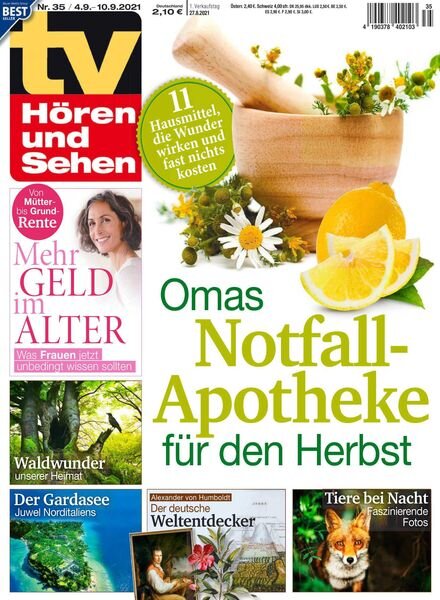 TV Horen und Sehen – 27 August 2021 Cover