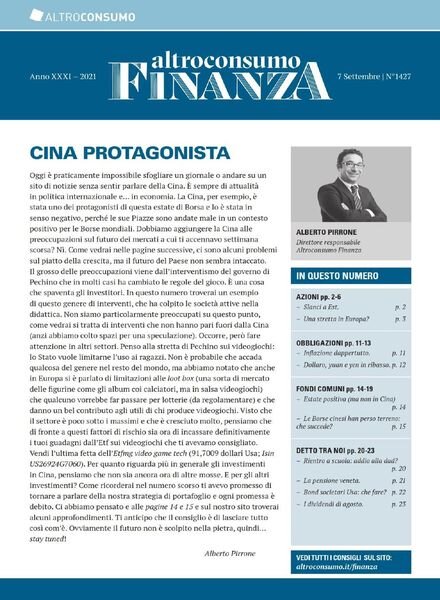 Altroconsumo Finanza – 7 Settembre 2021 Cover