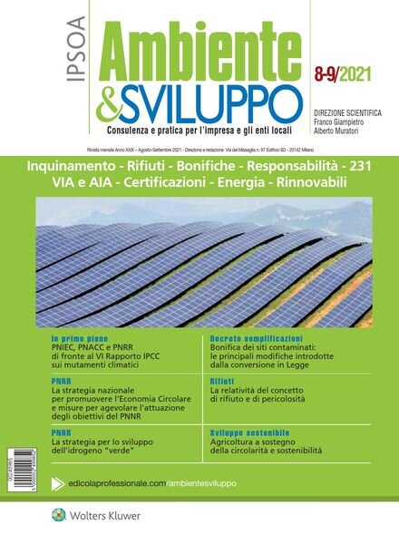 Ambiente & sviluppo – Agosto-Settembre 2021 Cover