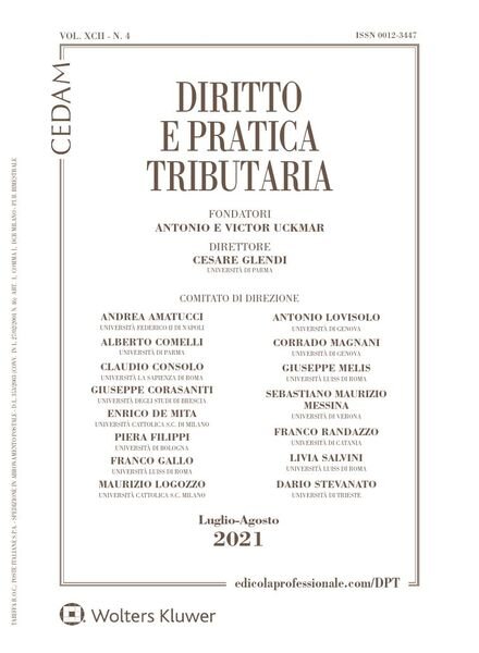Diritto e Pratica Tributaria – Luglio-Agosto 2021 Cover