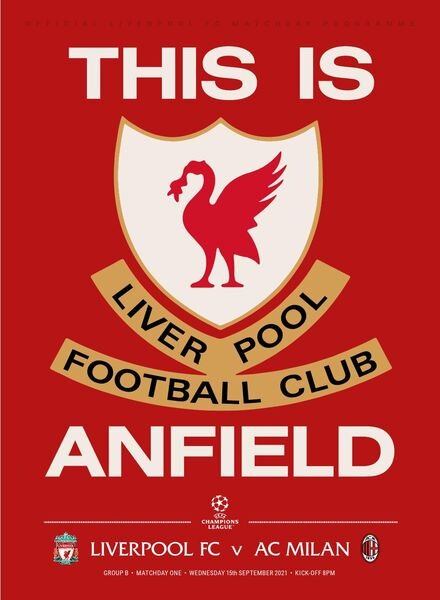 Liverpool FC Programmes – vs AC Milan – 15 September 2021 Cover