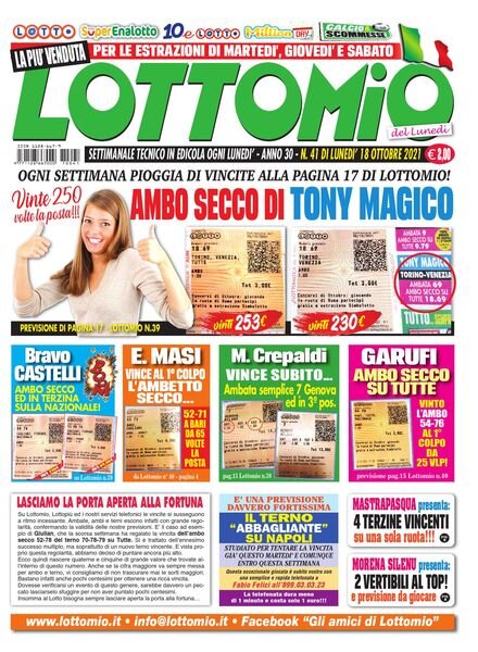 Lottomio del Lunedi – 18 Ottobre 2021 Cover