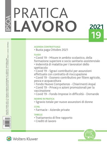 Pratica Lavoro – 2 Ottobre 2021 Cover