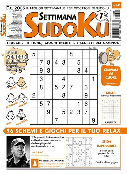 Settimana Sudoku – 22 settembre 2021 Cover