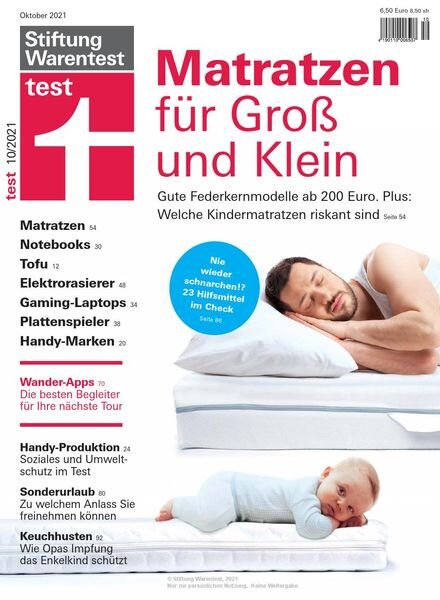 Stiftung Warentest Test – October 2021 Cover