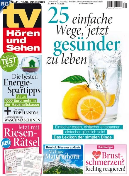 TV HOren und Sehen – 08 Oktober 2021 Cover