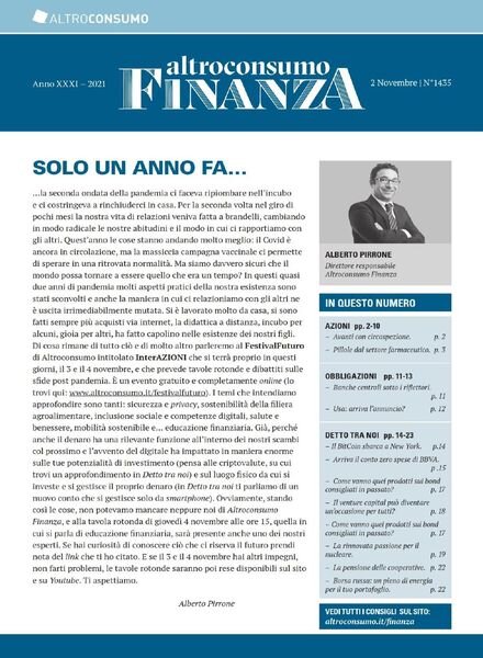 Altroconsumo Finanza – 2 Novembre 2021 Cover