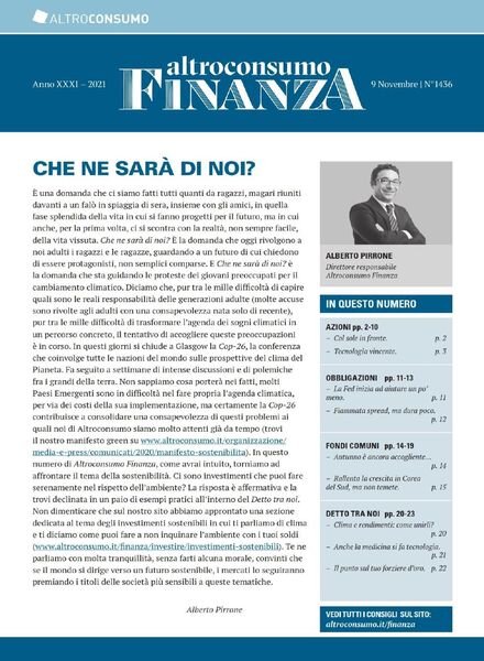 Altroconsumo Finanza – 9 Novembre 2021 Cover