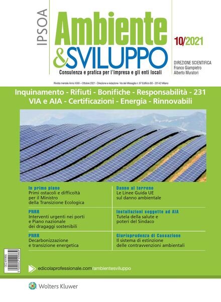 Ambiente & sviluppo – Ottobre 2021 Cover