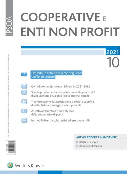Cooperative e enti non profit – Ottobre 2021 Cover