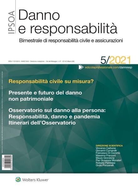 Danno e Responsabilita – N5 2021 Cover