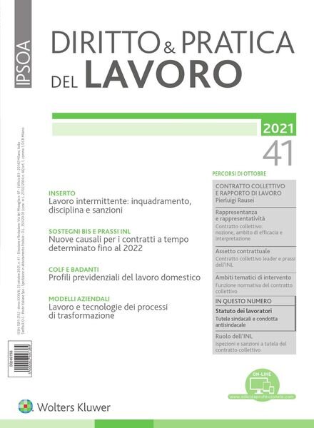 Diritto e Pratica del Lavoro – 23 Ottobre 2021 Cover