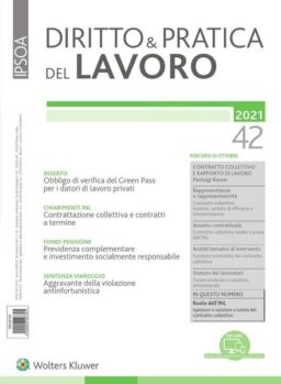 Diritto e Pratica del Lavoro – 30 Ottobre 2021