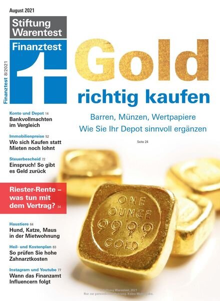 Finanztest – August 2021 Cover