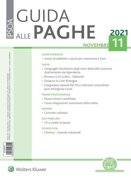Guida alle paghe – Novembre 2021 Cover