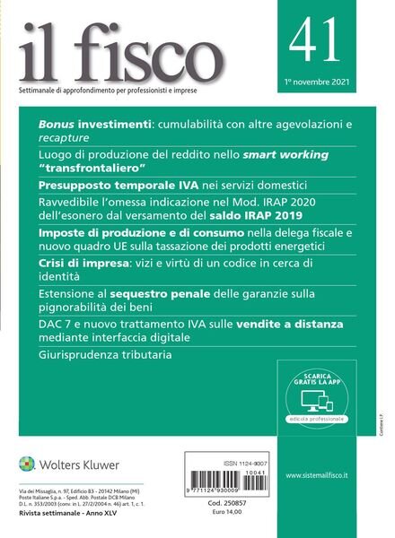il fisco – 1 Novembre 2021 Cover
