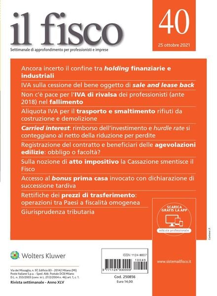 il fisco – 25 Ottobre 2021 Cover