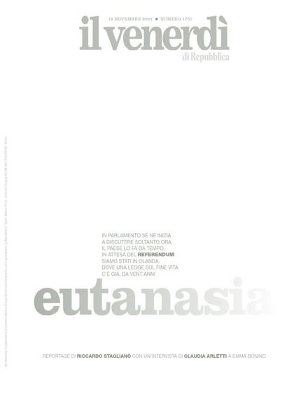 Il Venerdi di Repubblica – 19 Novembre 2021 Cover