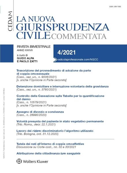 La Nuova Giurisprudenza Civile Commentata – N4 2021 Cover