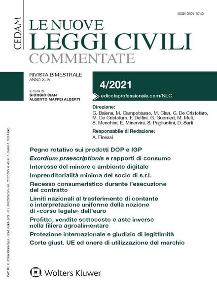 Le Nuove Leggi Civili Commentate – N4 2021 Cover