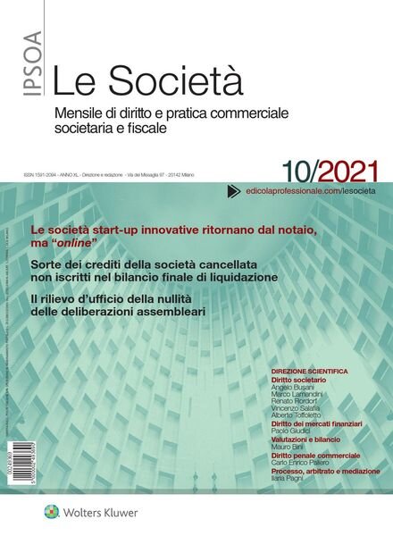 Le Societa – Ottobre 2021 Cover
