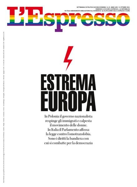 l’Espresso – 31 Ottobre 2021 Cover