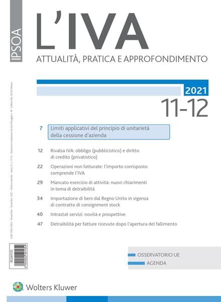 L’IVA – Novembre-Dicembre 2021 Cover