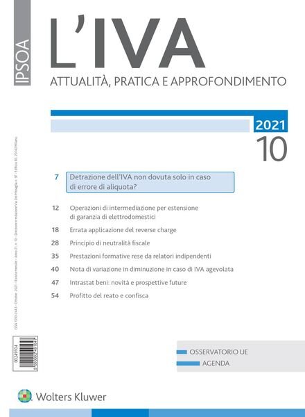 L’IVA – Ottobre 2021 Cover