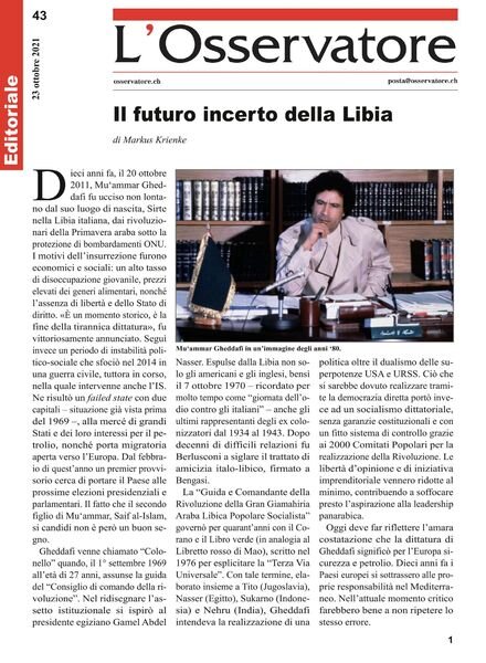 L’Osservatore – 23 ottobre 2021 Cover