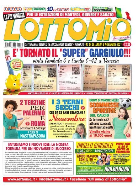 Lottomio del Lunedi – 8 Novembre 2021 Cover
