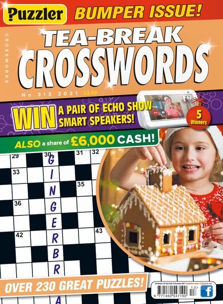 Puzzler Tea-Break Crosswords – November 2021 Cover