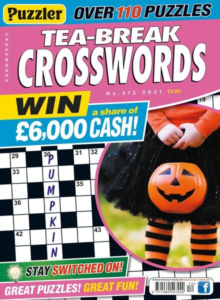 Puzzler Tea-Break Crosswords – October 2021 Cover