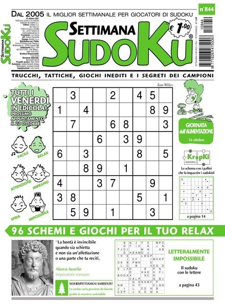Settimana Sudoku – 16 ottobre 2021 Cover