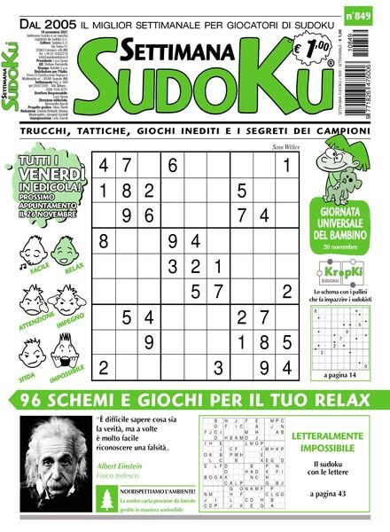 Settimana Sudoku – 17 novembre 2021 Cover